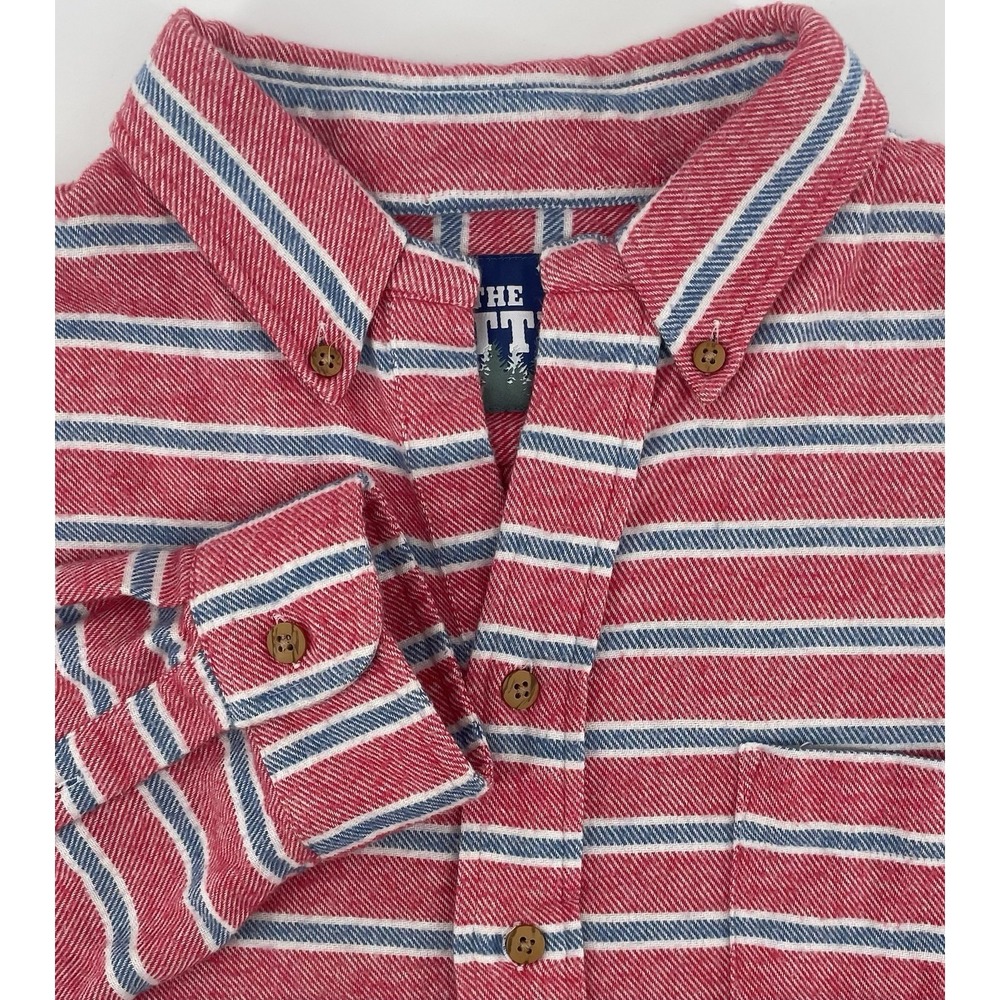 Chubbies The Nutter Shirt Mens Med Red Blue Striped Popover Long Sleeve Coastal